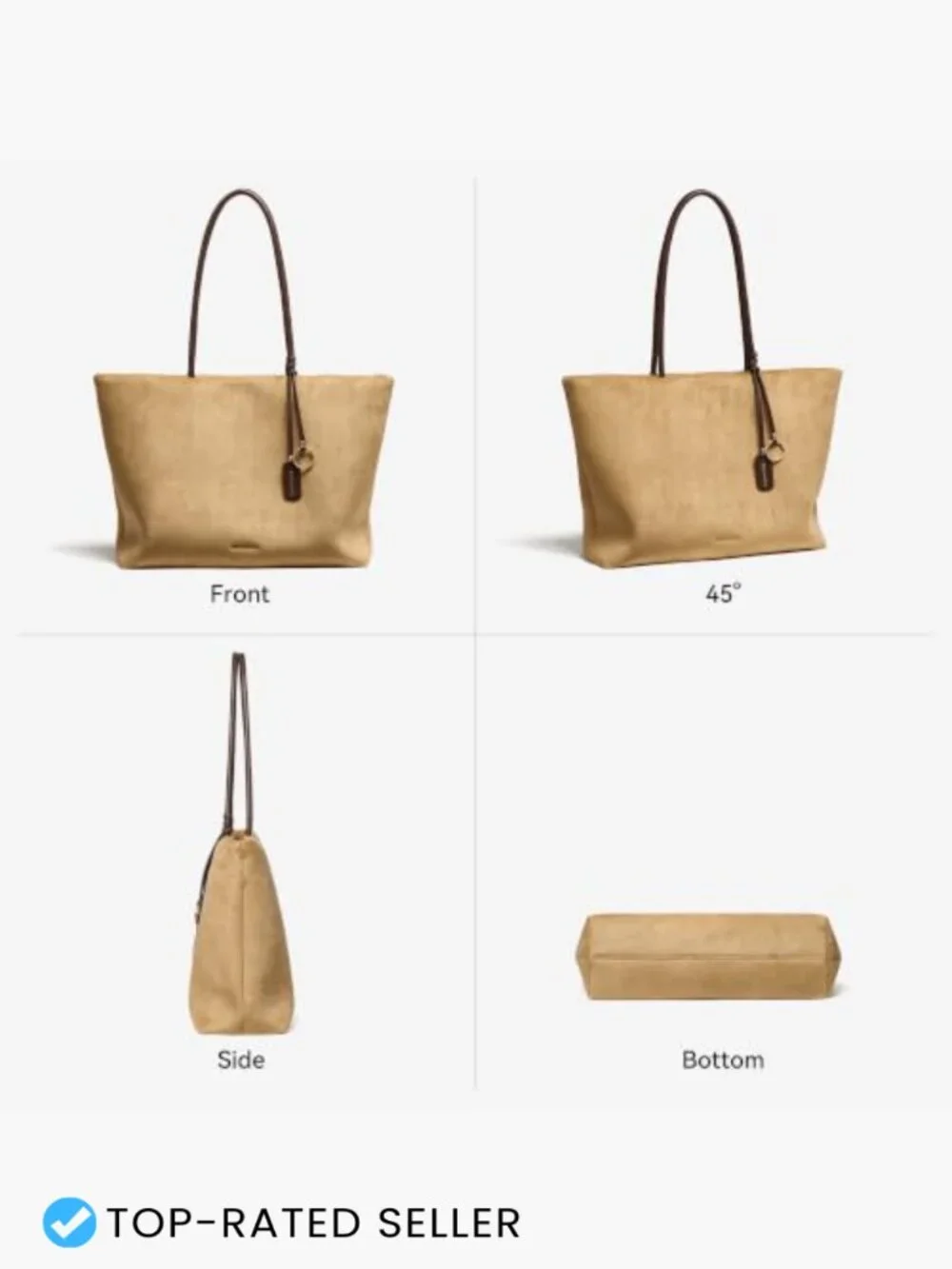 Large Slouchy Work Tote Lightweight Faux Suede Purse Laptop Bag Vegan